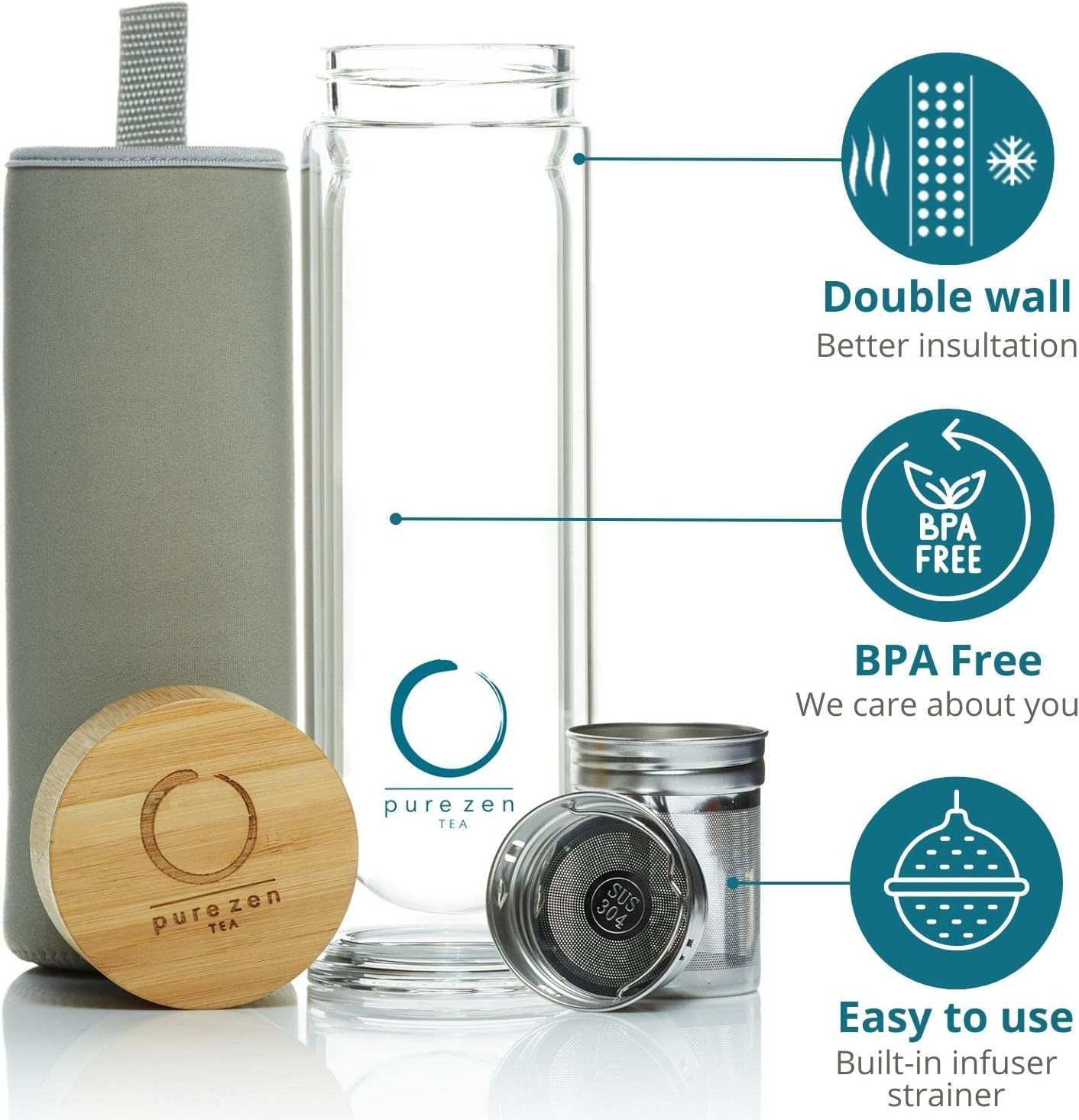 π΅ Pure Zen Glass Tea Infuser Bottle (15 oz) - Image 3