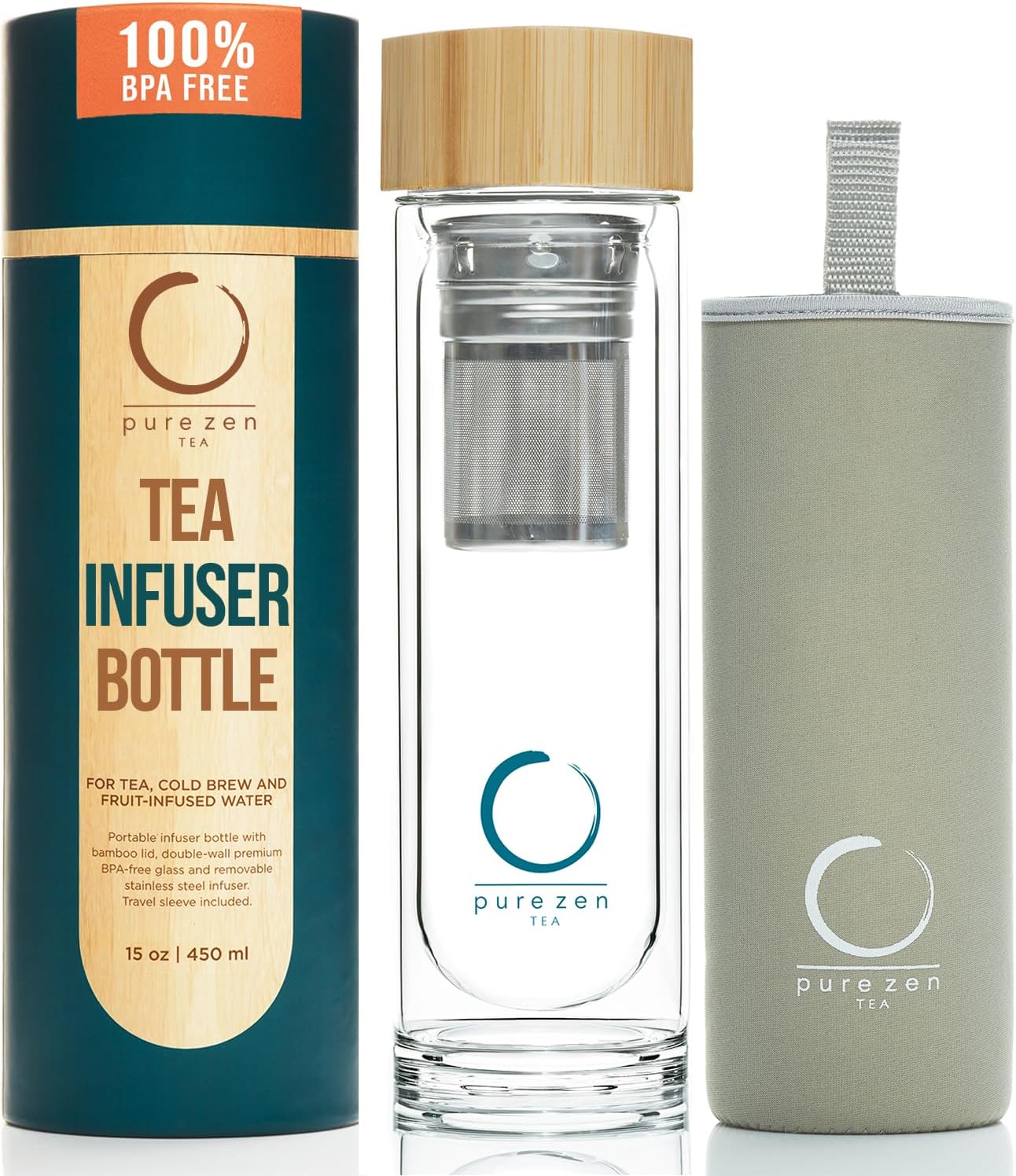 π΅ Pure Zen Glass Tea Infuser Bottle (15 oz)