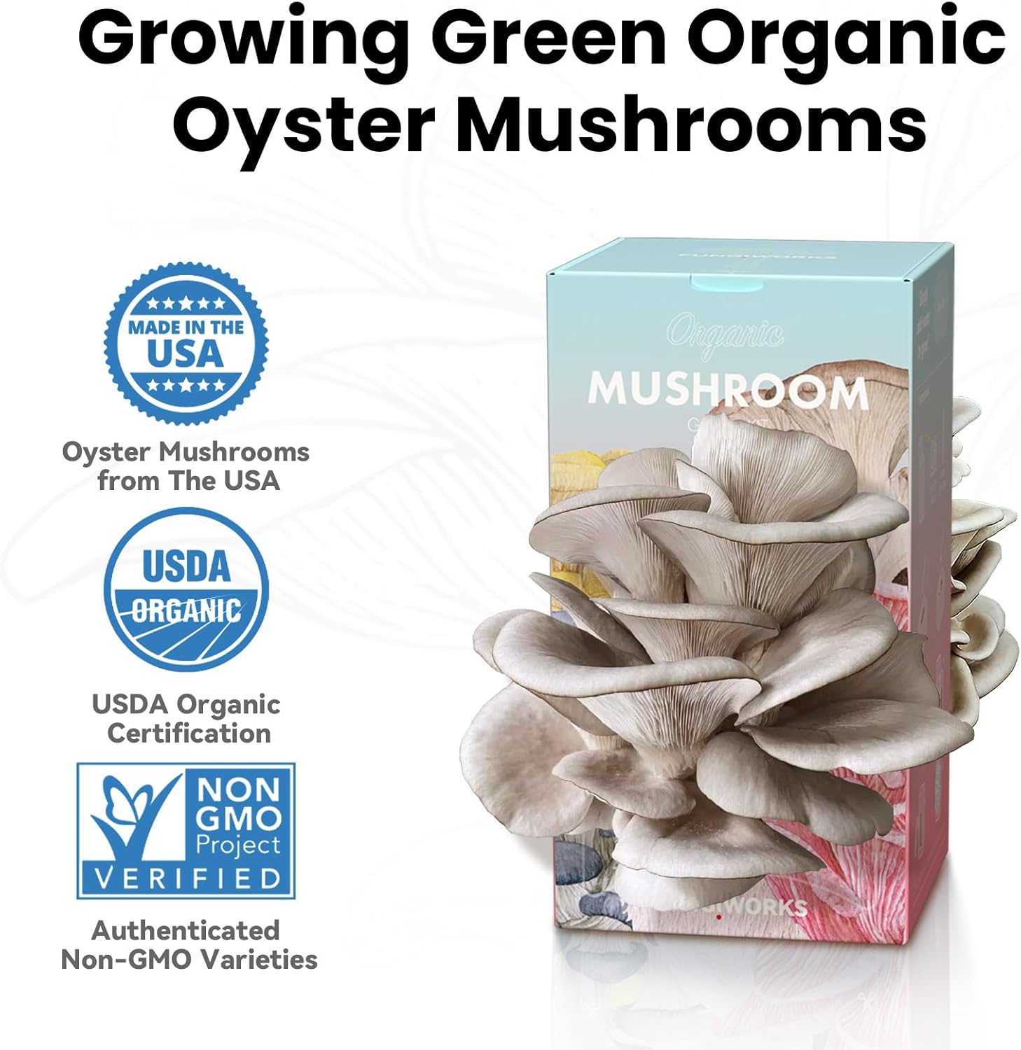 π Organic Blue Oyster Mushroom Grow Kit (4lbs), Made in USA - Image 3
